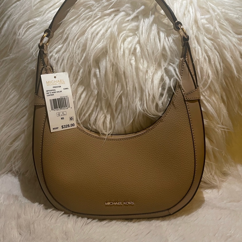 Michael Kors Beige Leather Hobo Bag - Picture 1 of 4